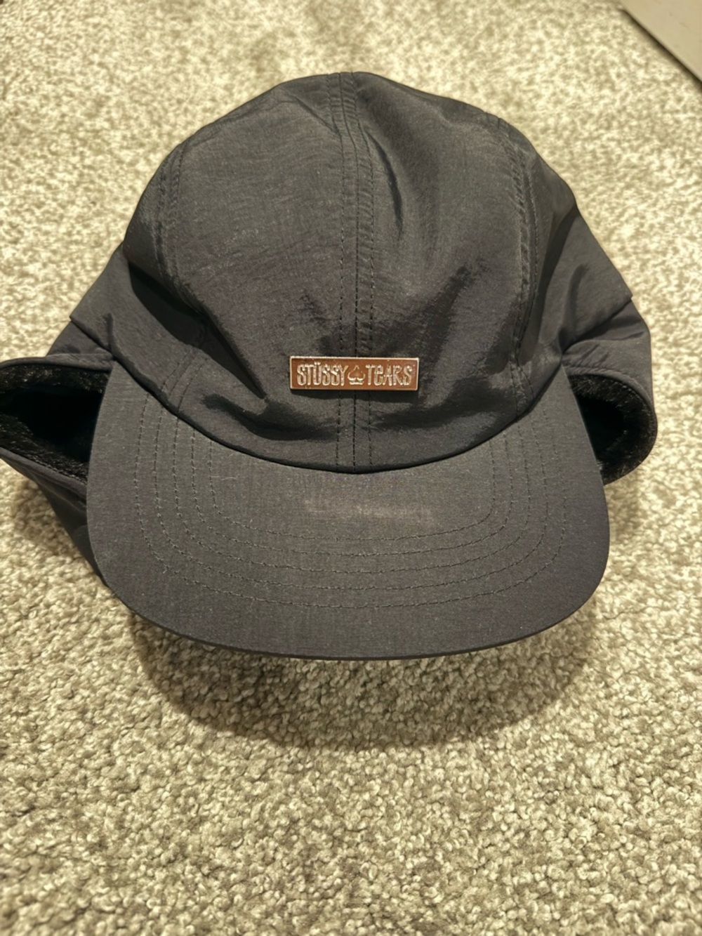 Stussy x Denim Tears Earflap Cap - Size S/M - Black